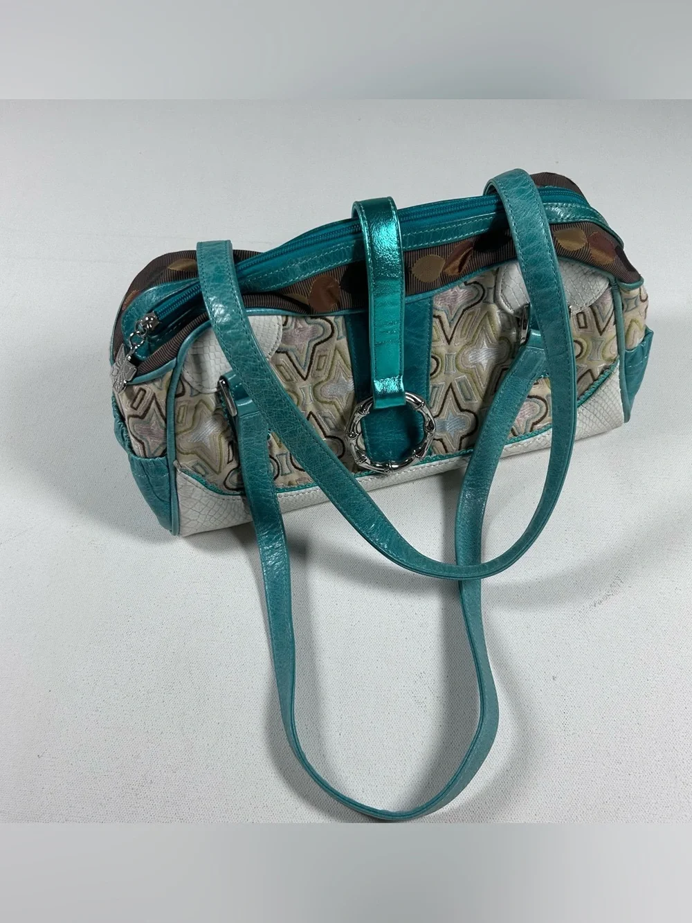 Spencer & Rutherford Shoulder Bag Geometric Colorful Snakeskin Leather Australia